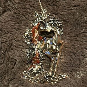 Oversized Rose Goldtone Unicorn Brooch